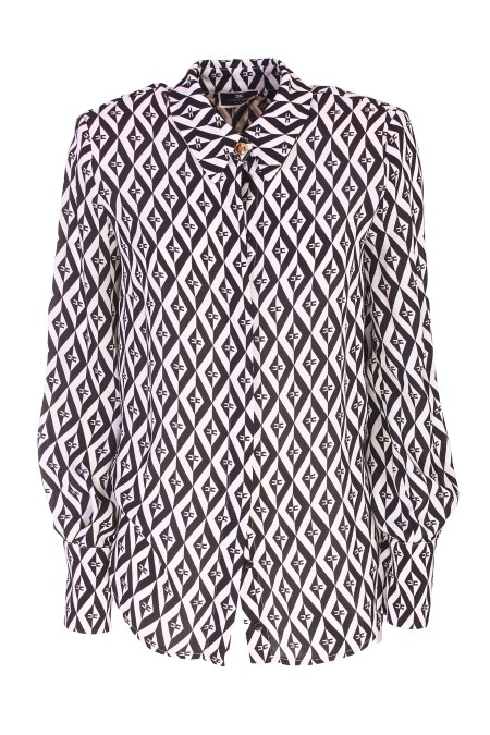 Shop ELISABETTA FRANCHI  Camicia: Elisabetta Franchi camicia in viscosa stampa rombi.
Camicia in georgette di viscosa con stampa rombi all-over. 
È caratterizzata da spalle strutturate.
Spallina imbottita.
Bottoni in metallo dorato.
Composizione: 100% Viscosa.
Fabbricato in Italia.. CA02436E2-685NERO/BURRO